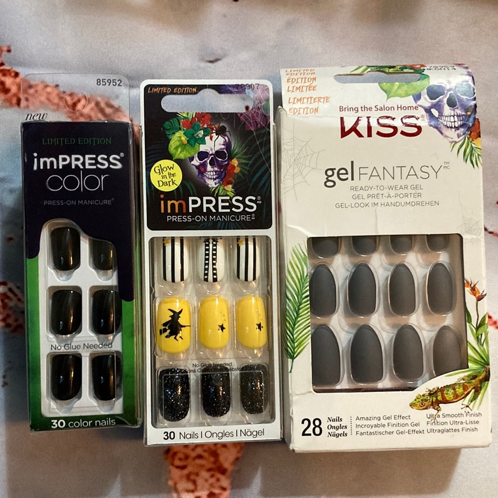 Press-On Fake Nails 3-Box Bundle Goth Halloween